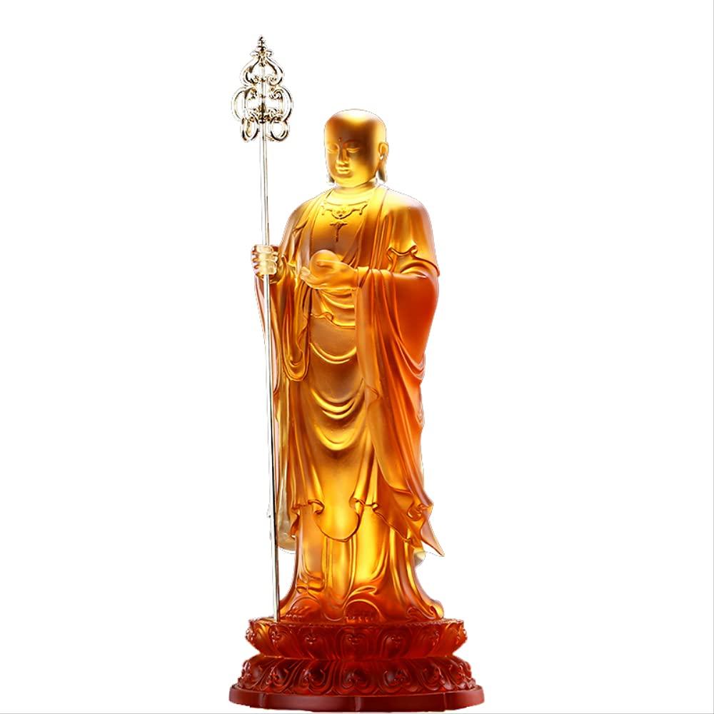 Liuli Jizo King Bodhisattva Statue Jiuhua Mountain Jizo Bodhisattva standing like a Buddhist hall dedicated to Liuli Chinese-style living room decorations