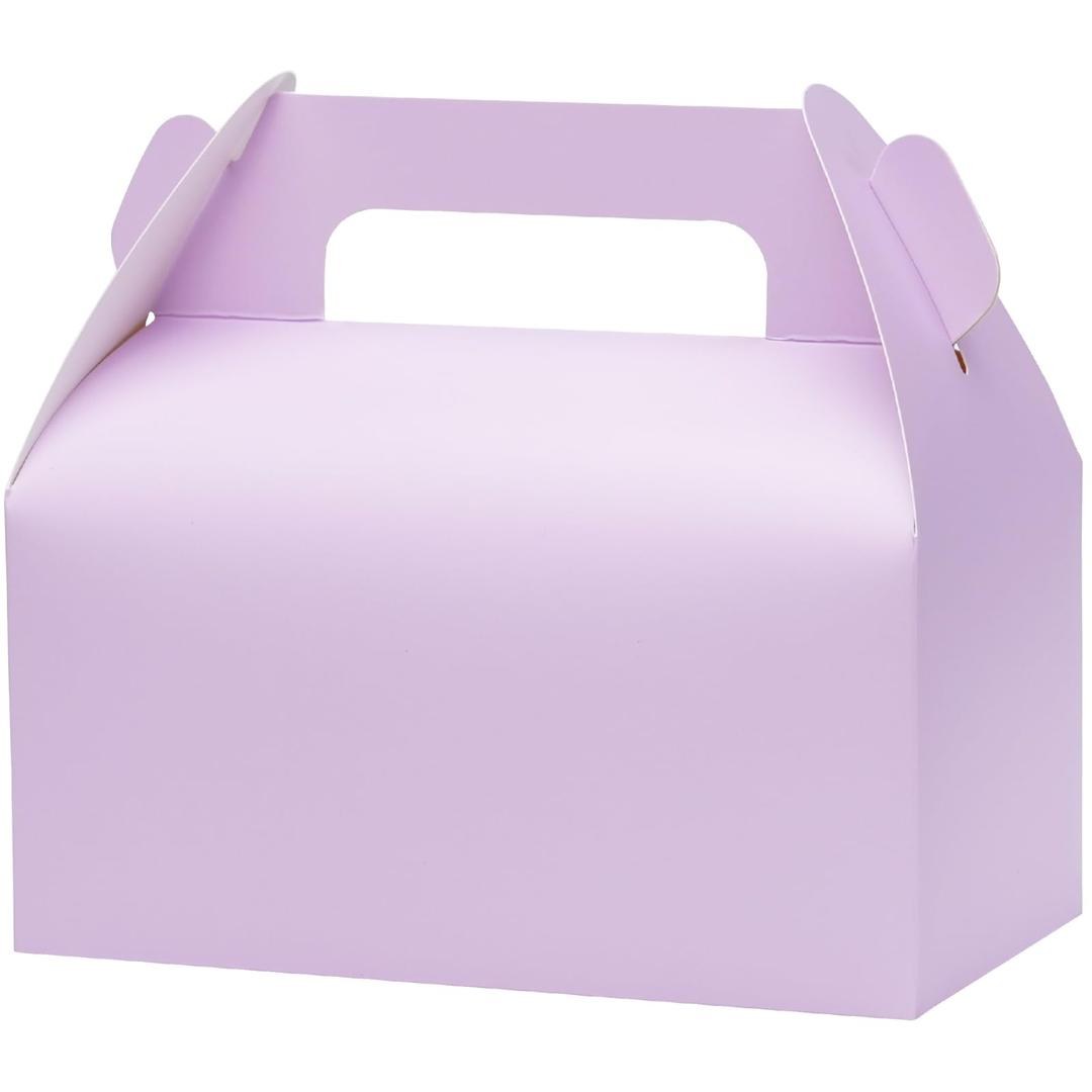 UnicoPak 30 Pack Light Purple Gable Treat Boxes Party Favor Goodie Bag Boxes for Candy Treats Snacks Cookie Toys for Birthday Party Special Events, 6.5x3.5x3.5 Inches