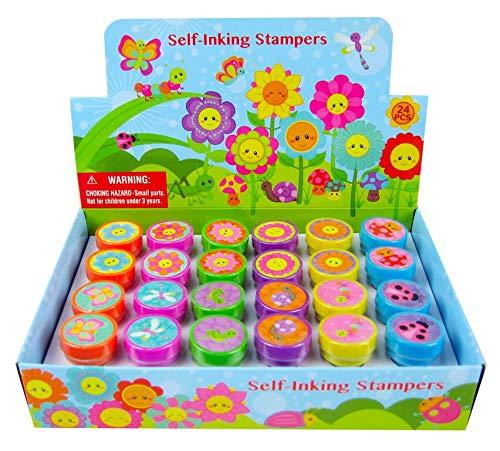 Tiny Mills 24 Pcs Spring Flowers Butterfly Stampers for Kids Garden Birthday Party Tea Party Favors Fairies Party Favors Pinata Fillers Goody Bag Stuffers Classroom Rewards Carnival Prizes