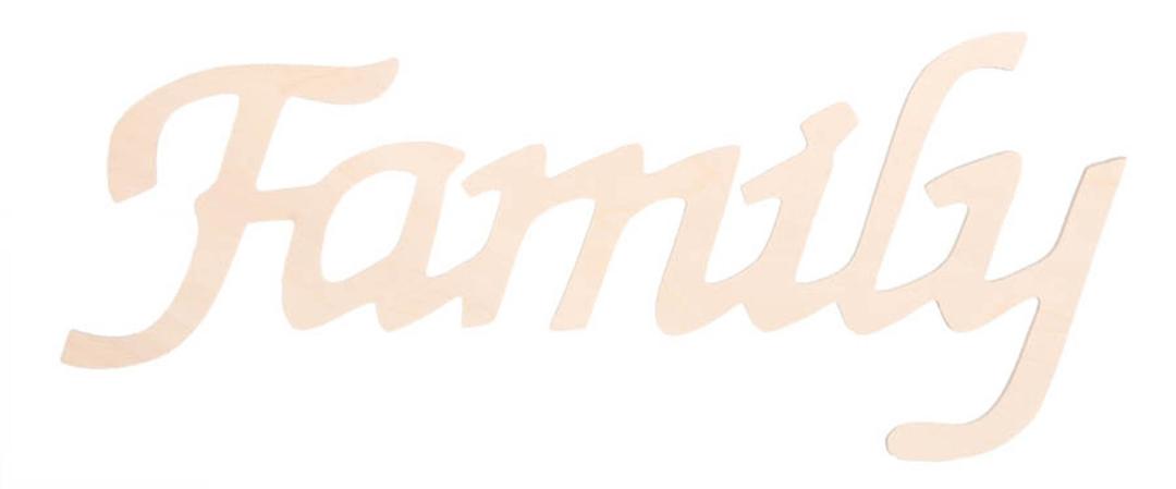 Darice Wood Script Word, Family, Beige