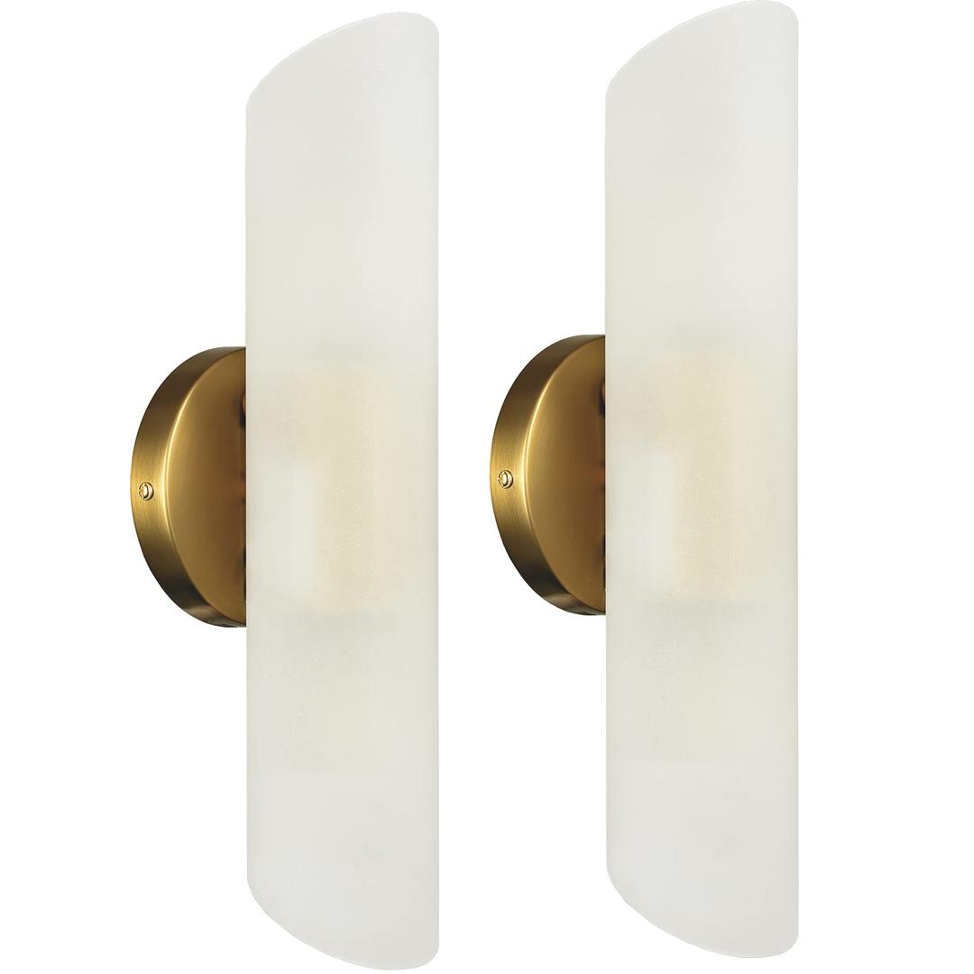 DAYCENT Modern Gold Bathroom Vanity Light Brass Wall Sconces Set of 2 Cylinder Sconce Lighting, 15.4-in