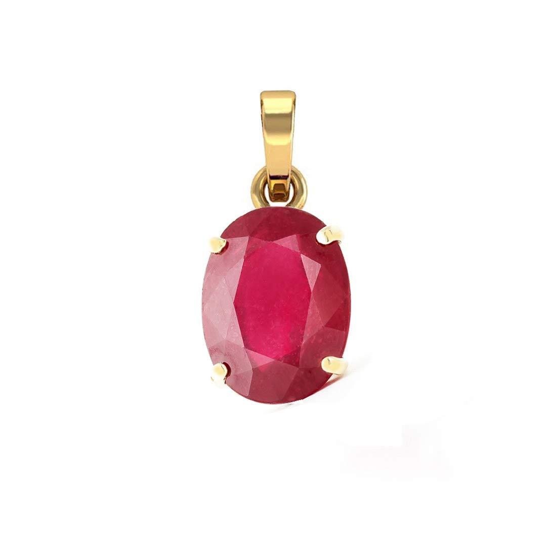 Anuj SalesRuby Pendant/manik Pendant 6.50 Carat Certified Panchdhatu Gold Plated Birthstone/Astrology/Rashi Ratan Pendant for Men & Women