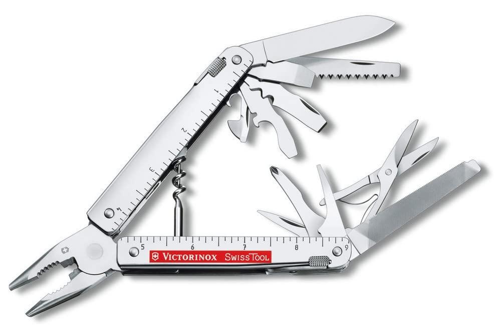 VictorinoxSwiss Tool X Plus Ratchet Swiss Army Knife, Large, Multi Tool, 38 Functions, Locking Blade, Case, Silver