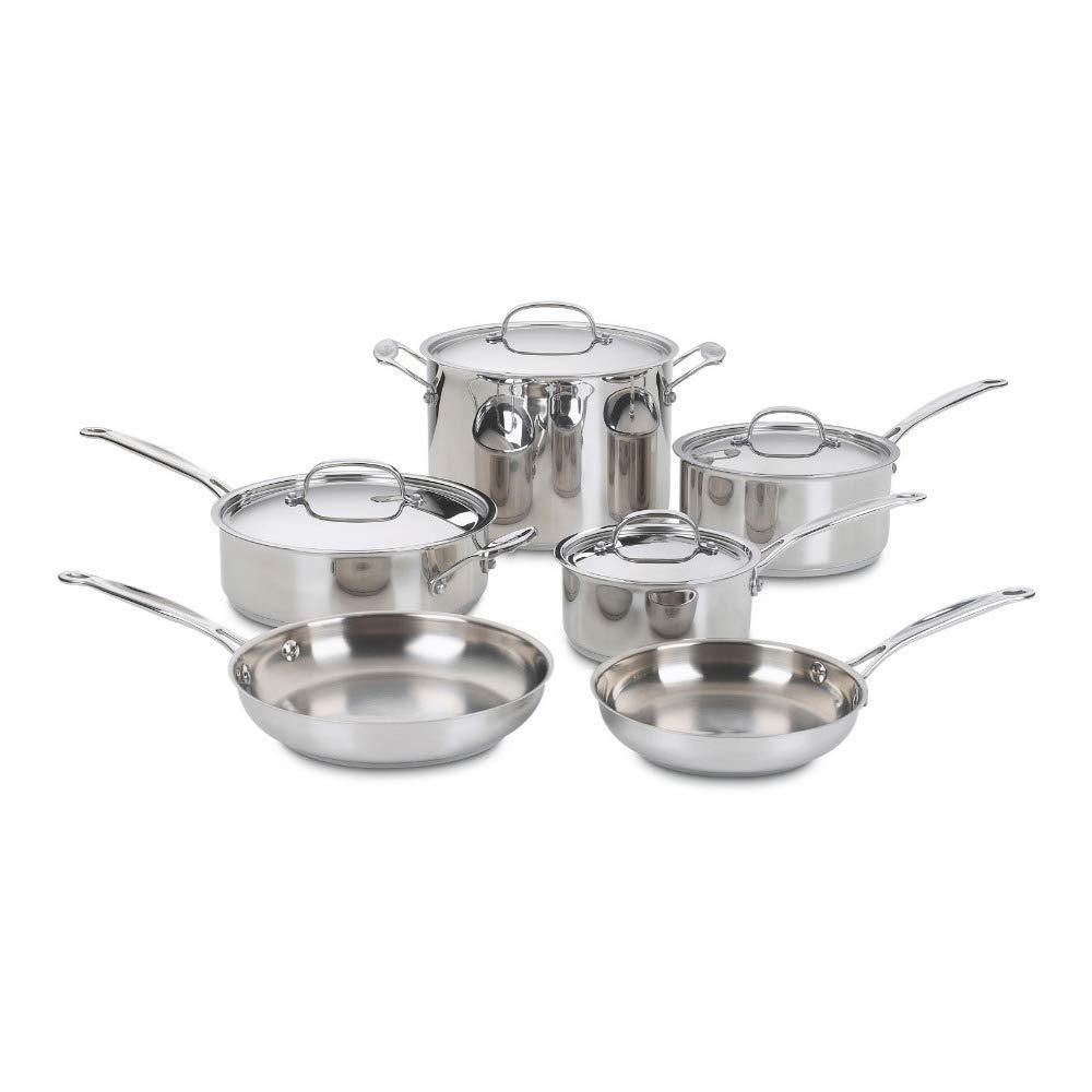 Cuisinart77-10P1 10-Piece Chef's-Classic-Stainless Collection, Cookware Set