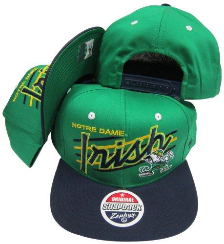 Notre Dame Fighting Irish Diagonal Script Green/Navy Two Tone Snapback Adjustable Plastic Snap Back Hat/Cap