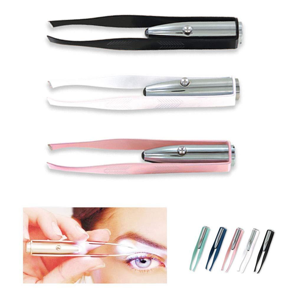 1st Choice 3 Stainless Steel Make Up LED Light Eyelash Eyebrow Hair Removal Lighted Tweezer