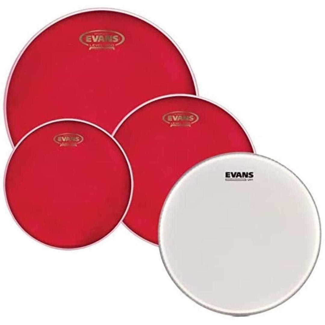 Evans Drum Heads - Hydraulic Red Standard Pack (12", 13", 16") with 14" UV1 Coated Snare Head