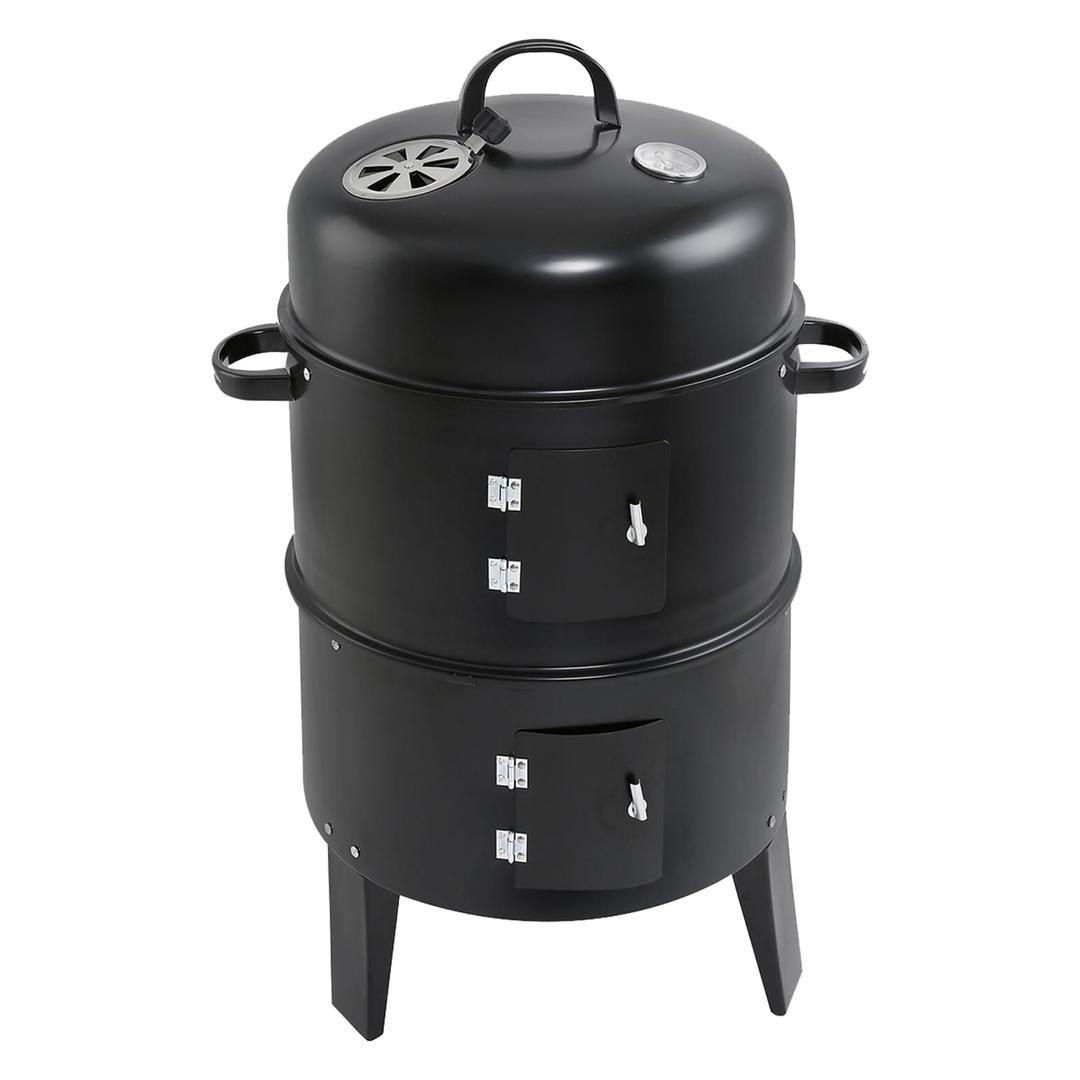 Vertical Freestanding Charcoal Smoker Portable BBQ Grill for Outdoors, 3IN1 Heavy Duty Round Charcoal BBQ Smoker Grill for Backyard BBQs & Family Gatherings