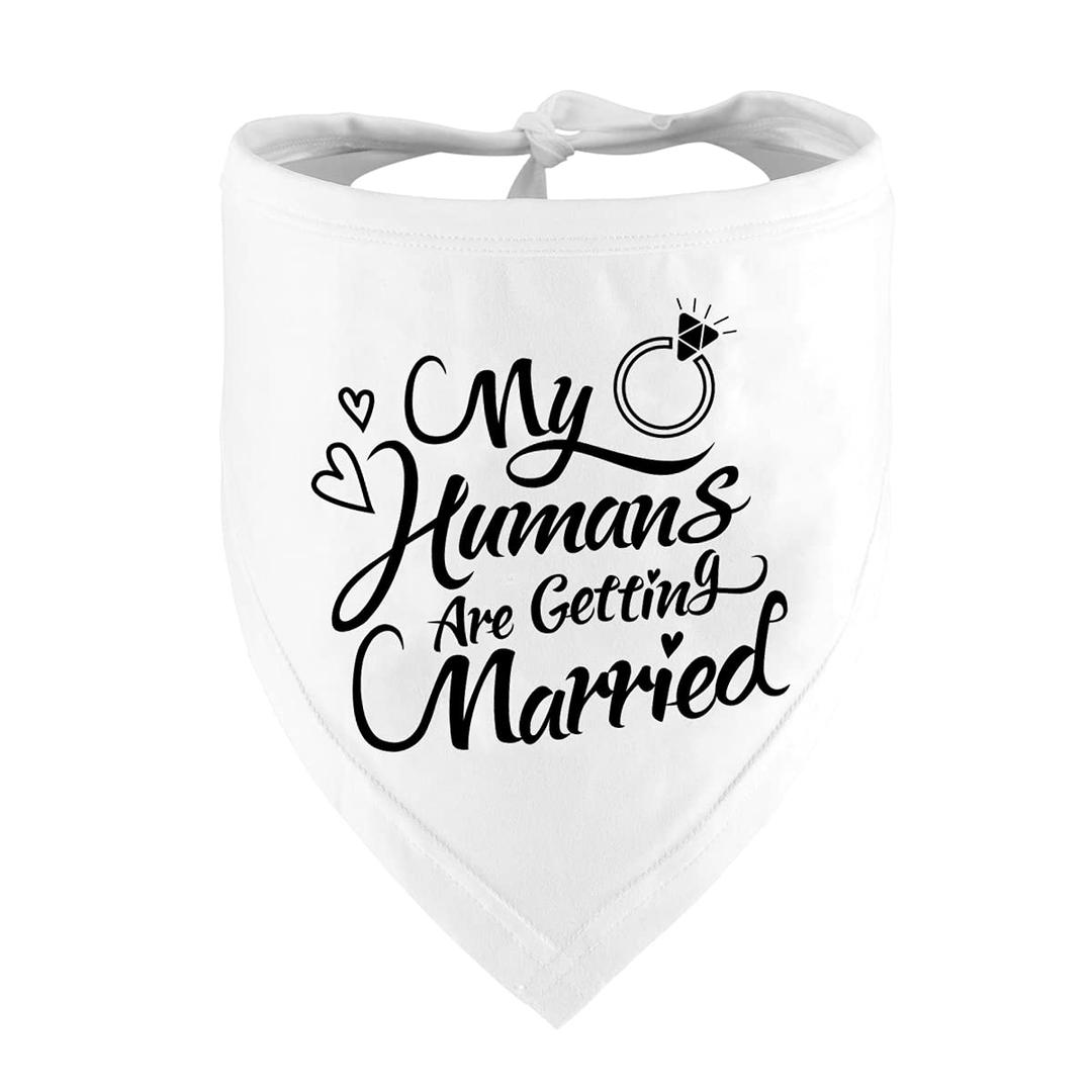 Engagement Gift, My Humans are Getting Married Dog Bandana, Wedding Photo Prop, Pet Scarf, Dog Engagement Announcement, Pet Accessories (Black)