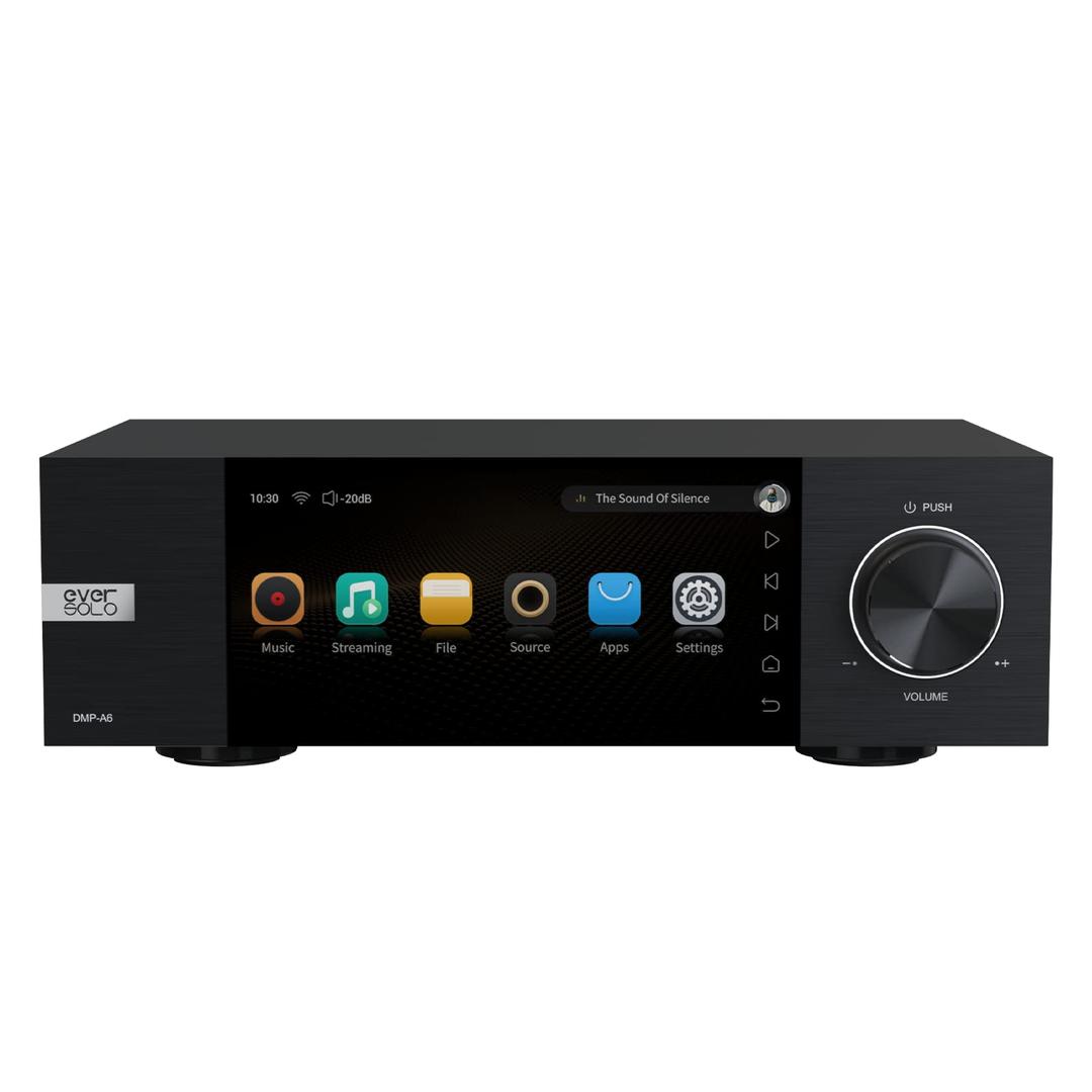 EVERSOLODMP-A6 Music Streamers, Network Player, Digital Music Streamer, DAC, Music Service&Streaming MQA Full Decode, DSD512 PCM768kHz/32Bit Bluetooth 5.0, 6’’HD Touchscreen, Exclusive App