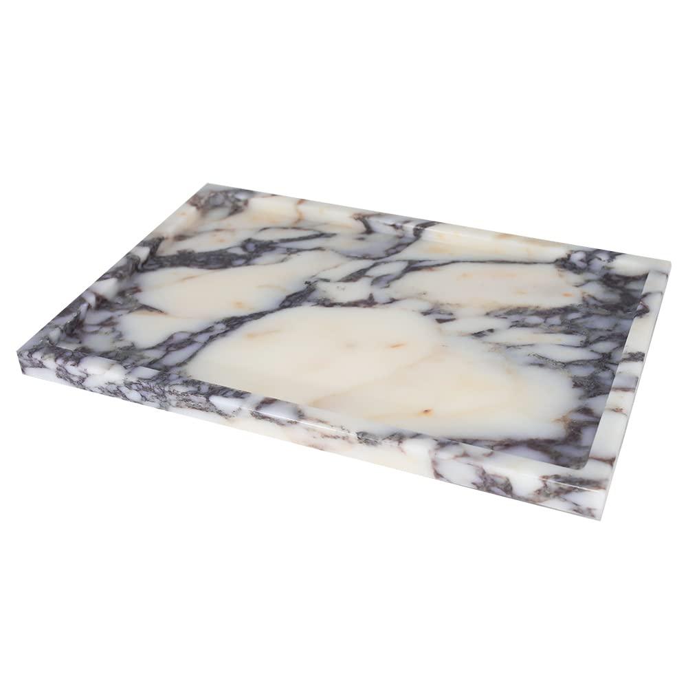 Real Luxurious Natural Marble Vanity Tray Genuine Marble/Stone Storage Tray for Home Decor Bathroom/Kitchen/Vanity/Dresser Non-Resin/Non-Ceramic