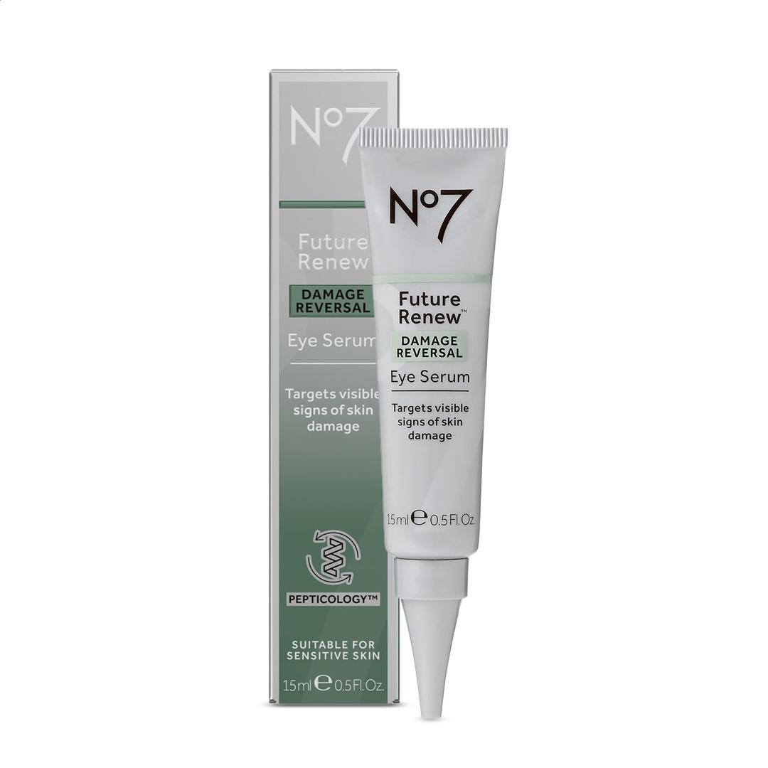 No7Future Renew Damage Reversal Eye Serum - Nourishing Under Eye Serum for Sun Damaged Skin Repair, Fine Lines & Wrinkles, and Uneven Texture - Suitable for Sensitive Skin (0.5 Fl Oz)