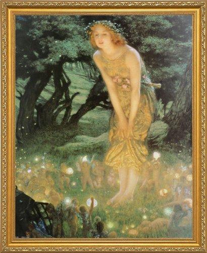 Midsummer Eve by Edward Robert Hughes Framed Fine Art Print Poster Custom Made Real Wood Traditional Gold Frame (18 1/8 x 22 1/8")