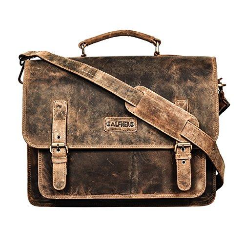 Genuine Leather Men's Messenger Bag – Men’s Portfolio Bag – Men’s Leather Shoulder Bag-Leather Office Bag-Leather Computer Laptop Bag, Tablet Messenger Bag by Calfnero