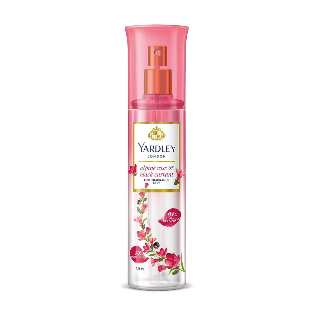 Yardley London Alpine Rose & Black Currant Fine Fragrance Mist Spray| 2X Perfume Spray For Women| 91% Naturally Derived| 135ml