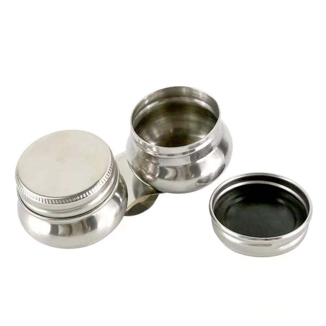 Palette Cup with Lid, Stainless Steel Double Dipper Oil Painting Pot Container, No Leakage, Can Clip on Palette