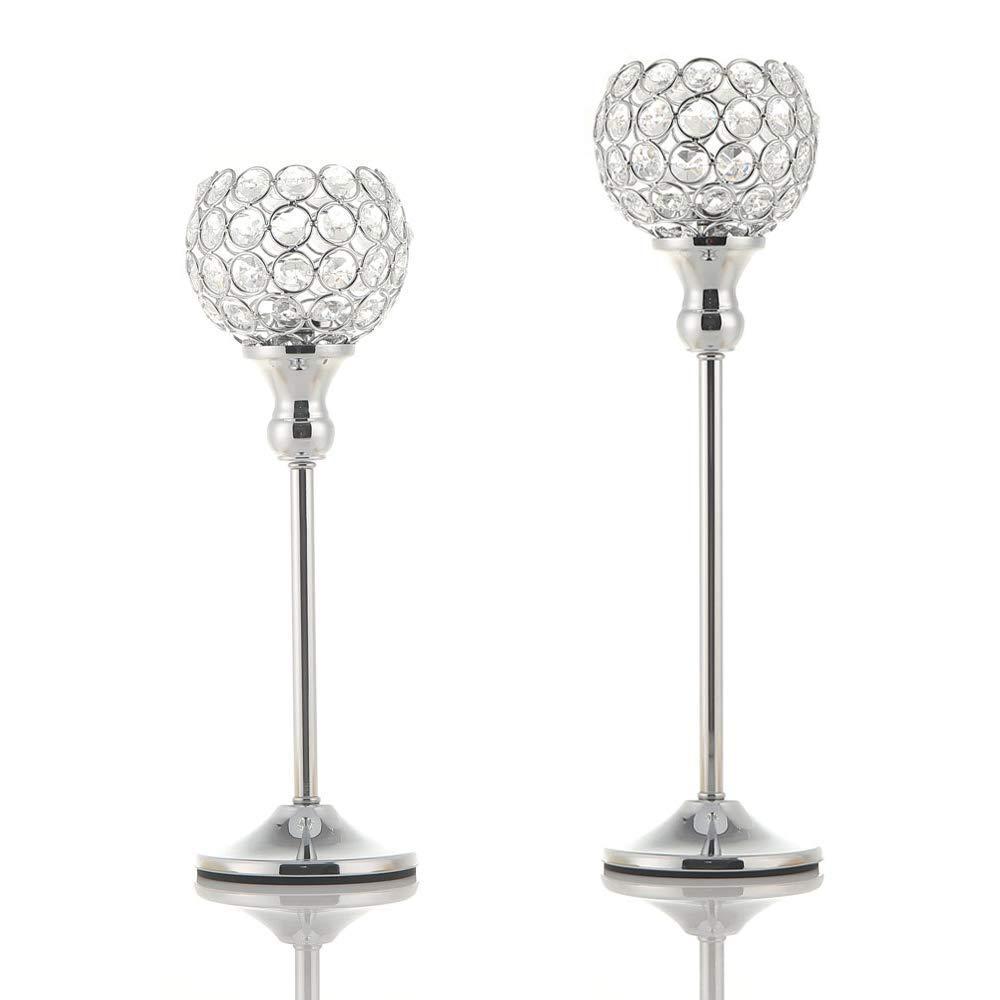 VINCIGANT Silver Crystal Votive Candle Holders Set of 2 for Table Centerpieces, Wedding Dinning Room Table Tealight Candle Stand,Christmas Housewarmin