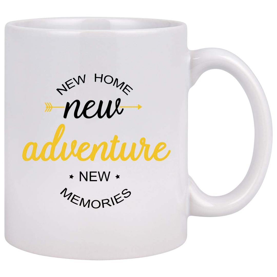 Waipfaru House Warming Gifts - New Home New Adventure New Memories Funny Coffee Mug, New Home Gifts for Friends Parents Relatives Him Her, 11 Oz Ceramic Coffee Mug