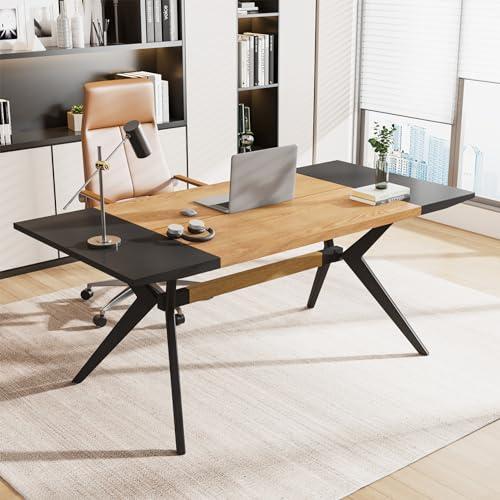 Tribesigns 63 Inch Executive Desk, Large Office Computer Desk with X-Shape Frame, Modern Working Table Business Furniture for Home Office