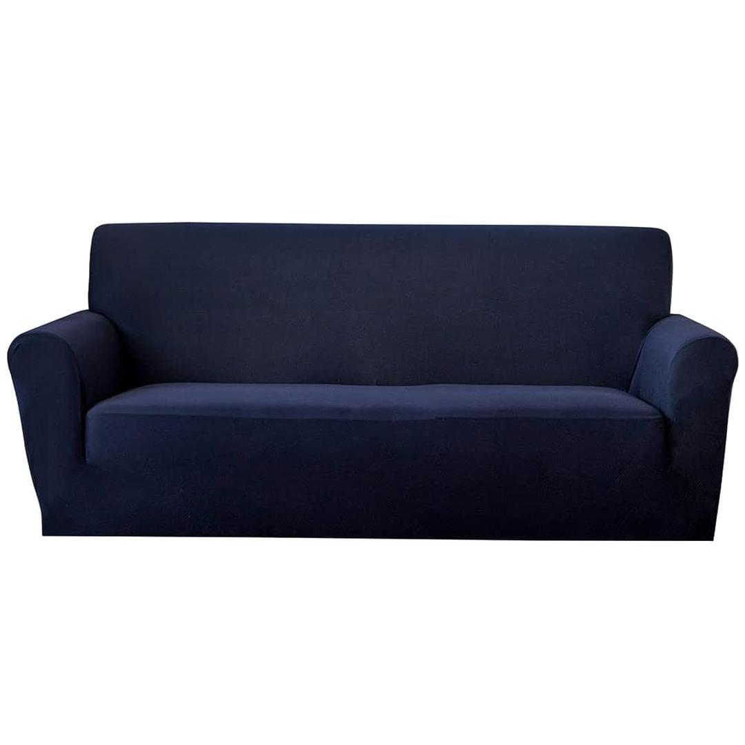 Super Soft Sofa Cover, 1/2/3/4 Seater Full Cover Sofa Protective Cover, All Seasons, with Non-slip Foam Stick (2 Seater,Navy Blue)