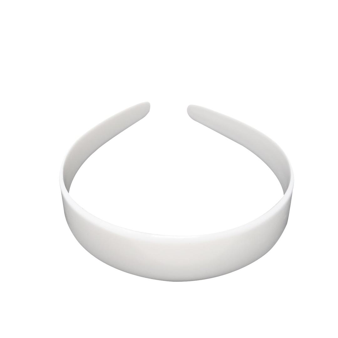 HONBAY10PCS 25mm 1 inch DIY Semi-Finished Hair Hoop Plain No Teeth Plastic Craft Headbands DIY Hair Bands (White)