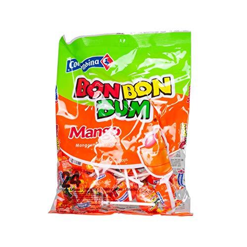 Colombina|Bon Bon Bum Mango Bubble Gum Lollypops Packet, 24's