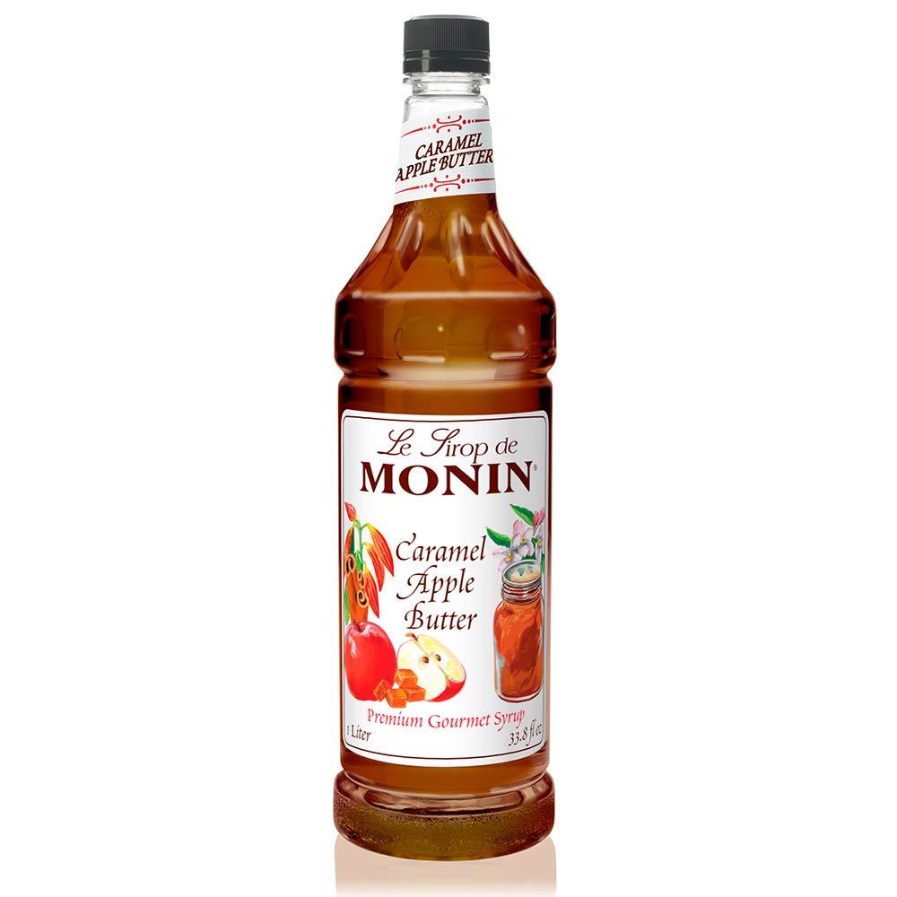 MoninCaramel Apple Butter Syrup, Buttery Caramel and Cooked Apple Flavor, Natural Flavors, Great for Hot Lattes, Ciders, and Seasonal Cocktails, Non-GMO, Gluten-Free (1 Liter)