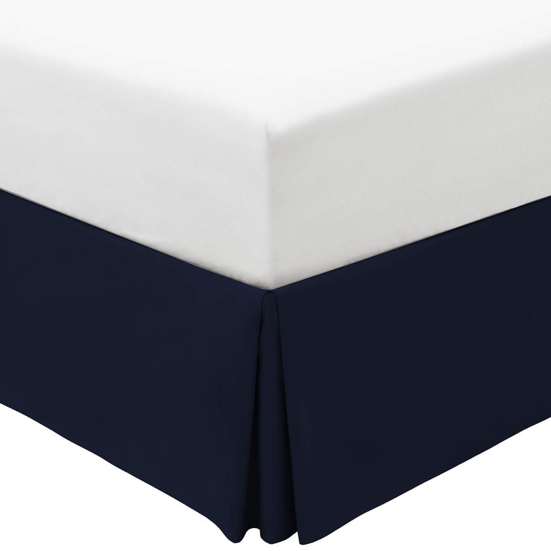 Mellanni Full Bed Skirt - Bed Frame and Box Spring Cover - 15-Inch Tailored Drop Pleated Dust Ruffle - Hotel Luxury Bedding - Easy Fit, Wrinkle, Fade, Stain Resistant - 1 Bedskirt (Full, Navy Blue)