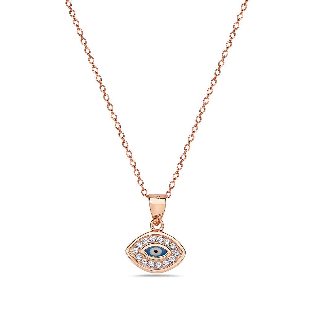 My Daily Styles 925 Sterling Silver Evil Eye White Womens Pendant Necklace with Chain