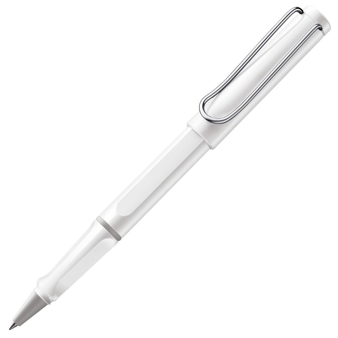 Lamysafari white - Rollerball Pen with ergonomic grip & line width M - for pleasant long writing - made of robust ASA plastic - including rollerball refill M 63 in blue