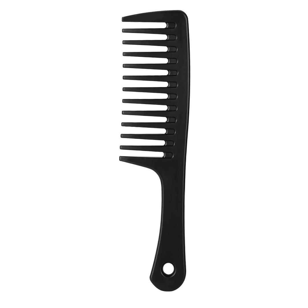 Wide Tooth Anti-Knotting Comb - Anti-Static and Durable, Suitable for Wet or Dry, Long or Short Hair, Reduces Tangling and Hair Loss (Black)