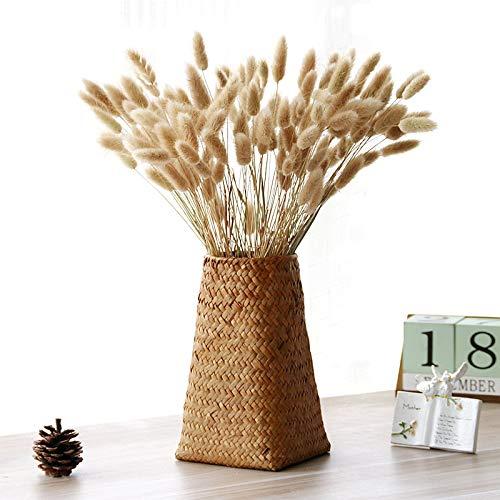 Natural Seaweed Weave Basket Pastoral Rattan Vase Bamboo Weaving Room Flower Arranger Gypsophila Dried Flower Vase Decoration (B)