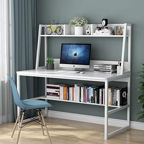 Tribesigns Computer Desk with Hutch, 47 inches Home Office Desk with Space Saving Design with Bookshelf for Small Spaces