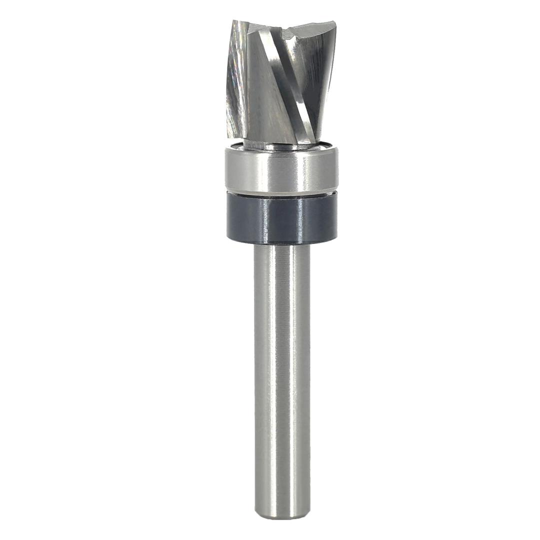 Spiral Flush Trim Router Bit 1/4 Shank, Carbide Head 3-Flute, 1/2" Diameter, 1/2" Cutting Length, Pattern Template Flush Trim Cut Router Bit, for Grooves, Bottom Cleaning, Wood Trimming