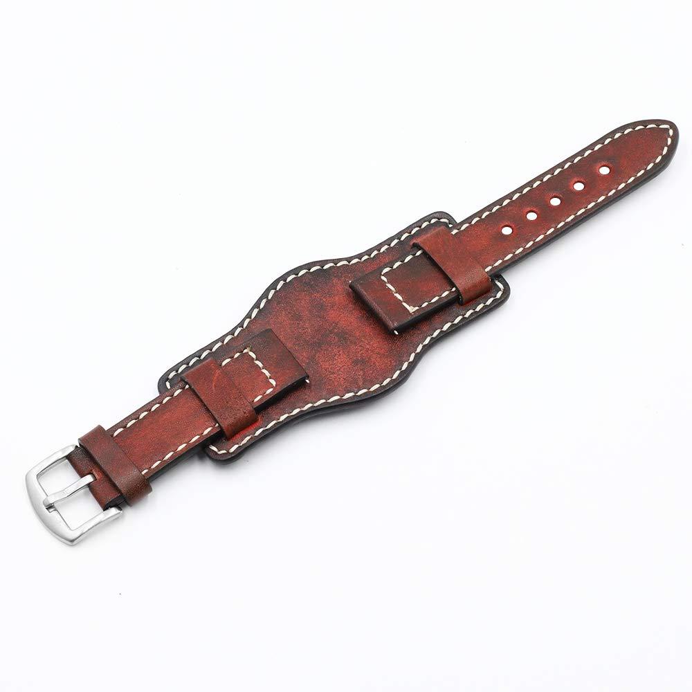 OnthelevelLeather Cuff Watch Strap 20mm 22mm 24mm Vintage Genuine Leather Watch Band with Mat for Men