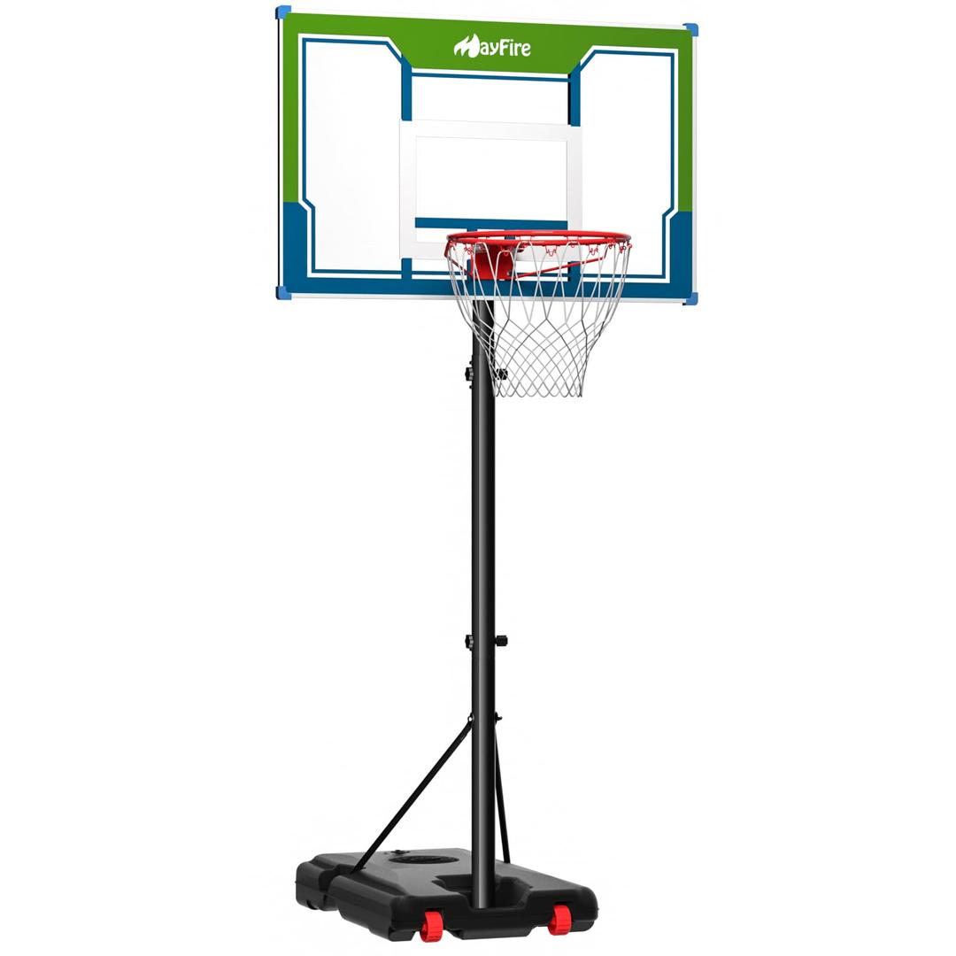 Mayfire Basketball Hoop Outdoor, 44 inch Basketball Backboard,Adjustable Height 4.8 to 10ft, All Ages,Basketball Goal for Backyard,Garage,Court,Indoor