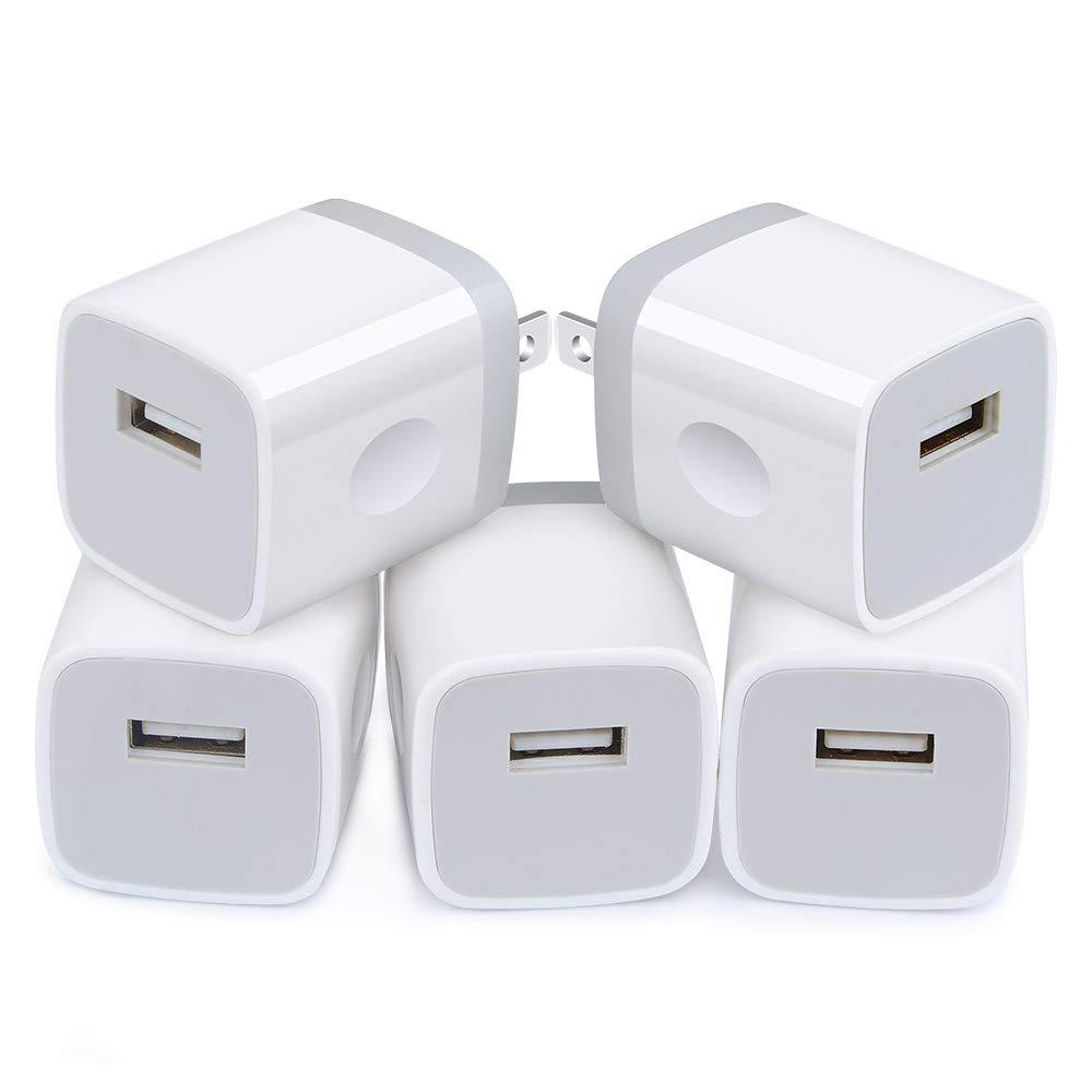 Wall Charger Adapter USB Charging Block, 5Pack Single Port USB Plug in Charger Cube Box Power Blocks Brick Charger Station Compatible with Samsung Galaxy A53 A13 A54 A20 S23 S22 S20 S21 A25