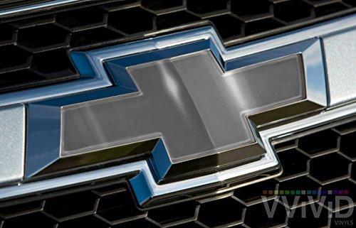 VVIVID Dark Grey Gloss Auto Emblem Vinyl Wrap Overlay Cut-Your-Own Decal for Chevy Bowtie Grill, Rear Logo DIY Easy to Install (2 rolls (11.8 Inch x 4 Inch))