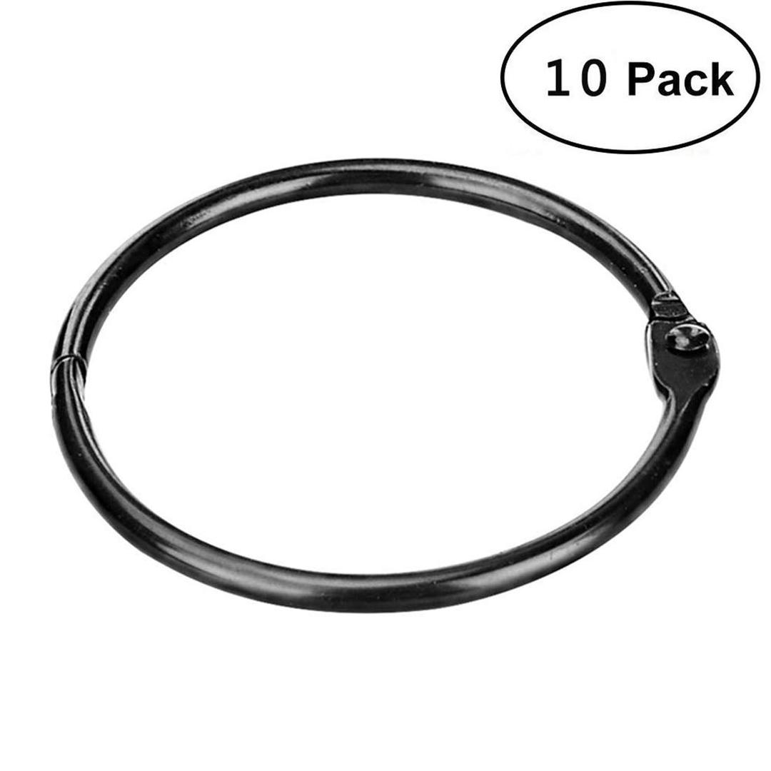 Loose Leaf Rings Binder Rings 3 Inch Black Nickel Plated Steel Book Rings Album Rings (10 Pack)