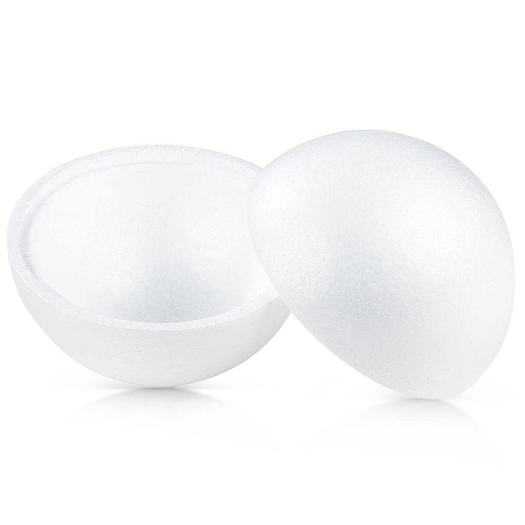 2 Pack Half Sphere Foam Balls for Crafts - 8" Large Hollow Dome for DIY, Art Supplies, Modeling (White)