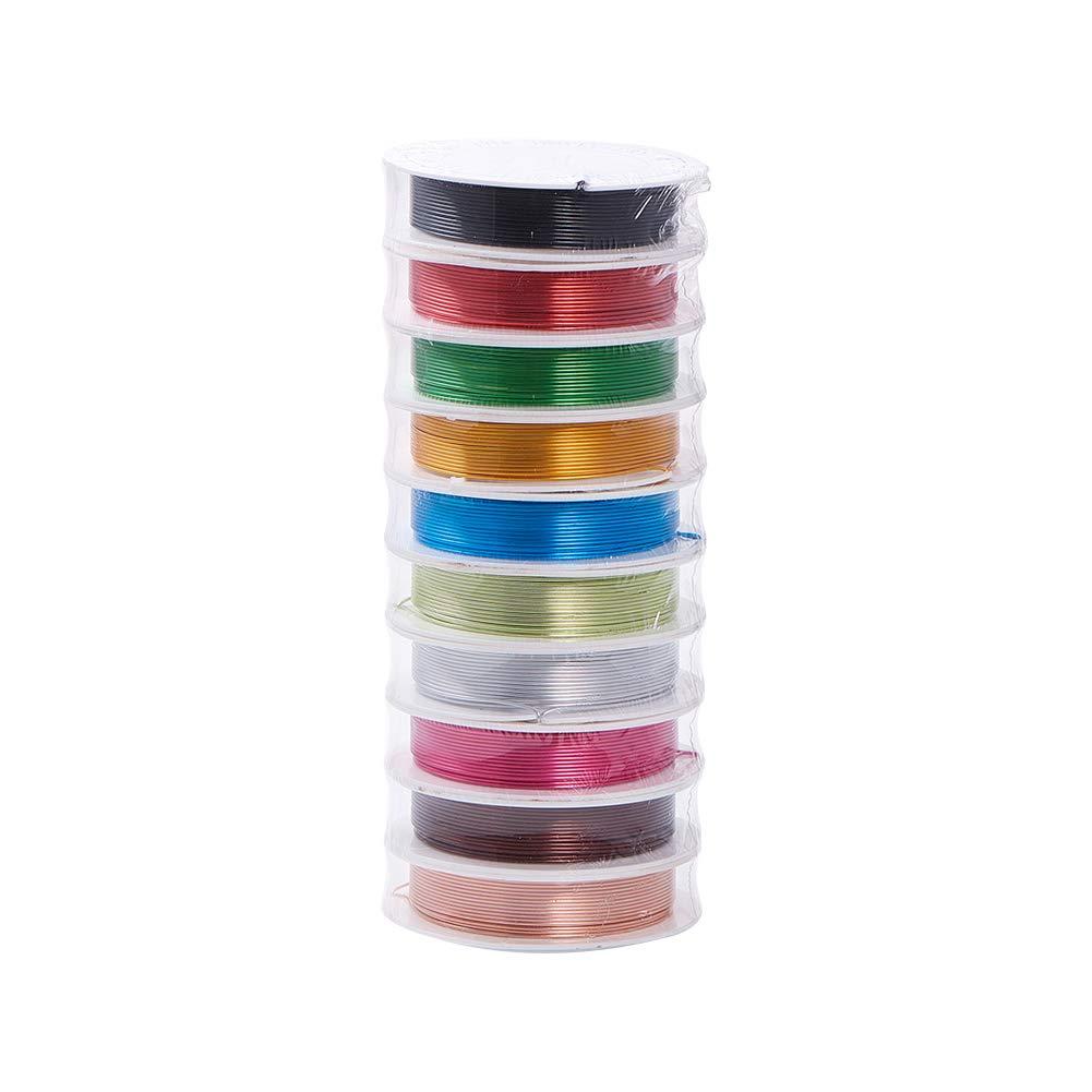 PH PandaHall10 Rolls Aluminum Wire, 160 FT 10 Colors Jewelry Wire Craft 0.8mm/20 Gauge Beading Wire Flexible Floral Colored Aluminum Craft Wire for Sculpting DIY Jewelry Craft Making, 16 FT/Roll