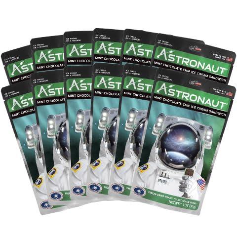 Astronaut Foods Freeze-Dried Ice Cream Sandwich, NASA Space Dessert, Mint Chocolate Chip, 12 Count