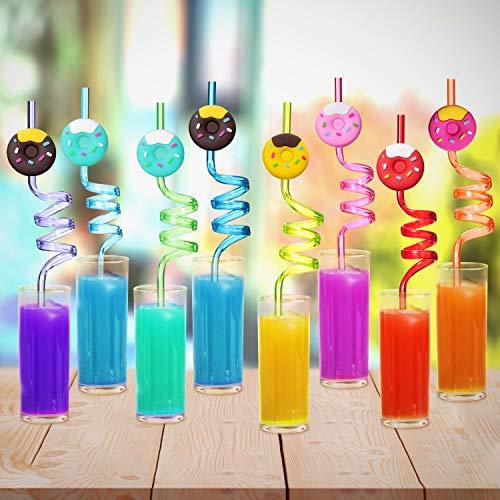 Donut Straws Party Favors For Donut Party Supplies,Donut Grow Up Theme Birthday With 2 Cleaning Brush (24 2)