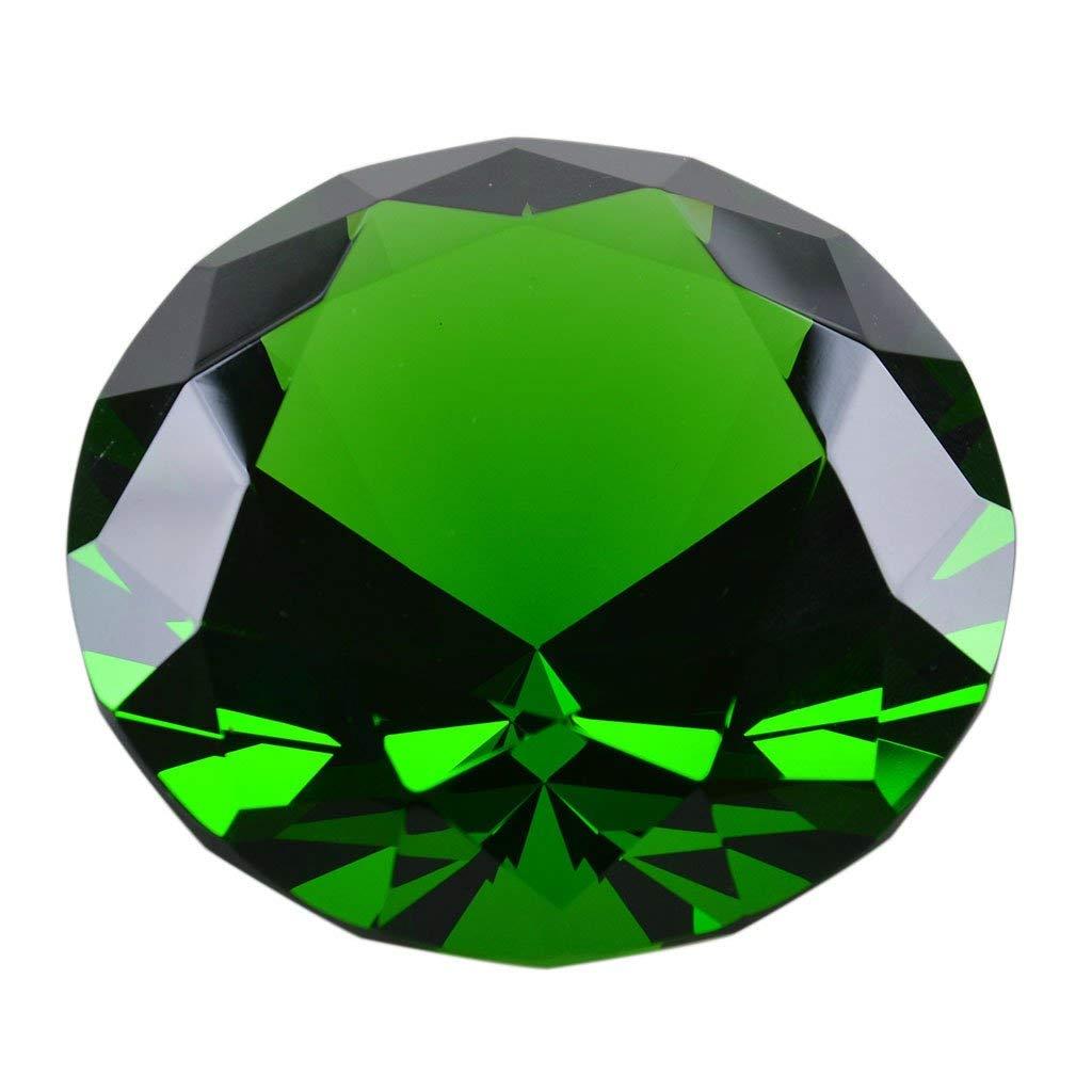 Zoogamo 3” / 80 mm Dark Green Diamond Shaped Glass Crystal Paperweight – Home Office Decor & Valentine's Day Gift Wedding Favors Centerpieces Decoration with Gift Box