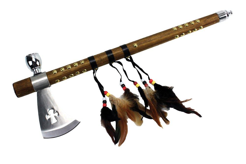 Co L-111 Native American Peace Pipe Tomahawk Axe, 18", Silver