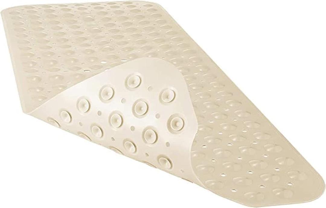 MahMir Non-Slip Bath Tub Shower Mat with Suction Cups and Drain Holes, 40x16in (Beige)