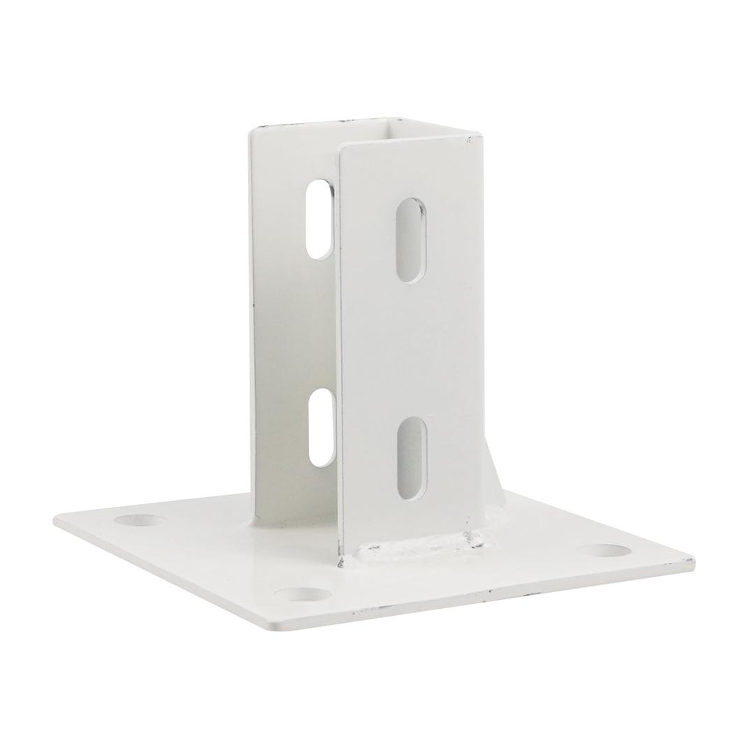 WealritStrut Post Base with 4 Slot Holes U Post Base Single Strut Channel Carbon Steel Floors Mounting System Heavy Duty Post Support Bracket Pile Bases(White, 1.88" Inner Dia)