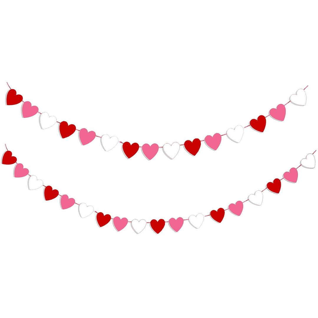 Valentines Day Banner Heart Garland Valentines Day Garland Pink&Red Heart Banner Garland Pack of 33 NO DIY Valentine Banners for Valentines Baby Shower Valentines Decor Valentine Party Decorations