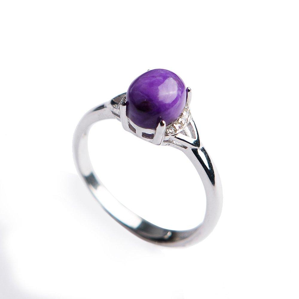 ReikocrystalbeadsJewelry Rings Natural Sugilite Crystal Gemstone Ring Adjustable