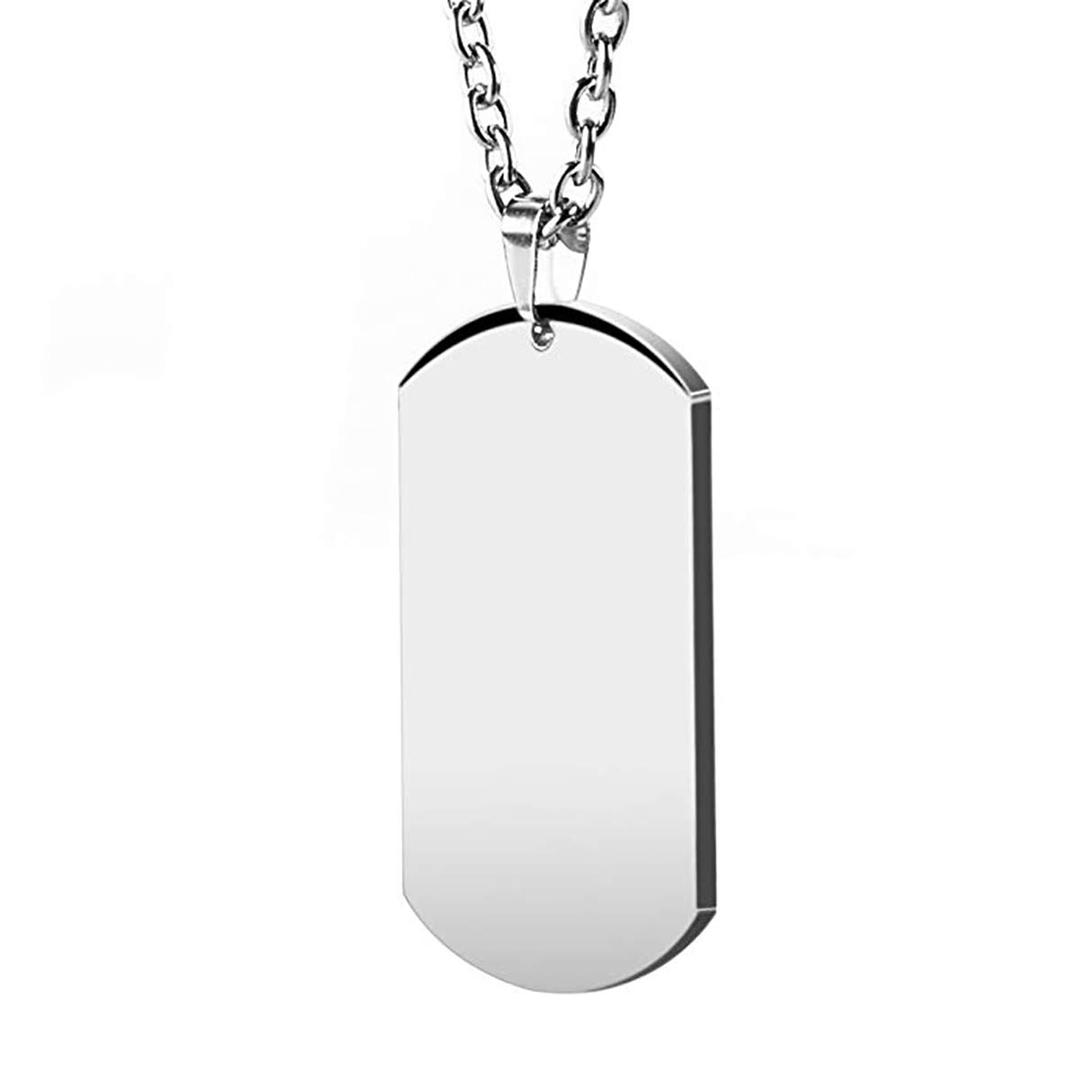 HZMANMens High Polishing Stainless Steel Dog Tag Pendant Necklace 22+2 Inch Link Chain